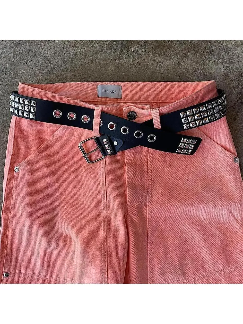 Vintage Y2K Black Punk Goth Studded Diamond Belt